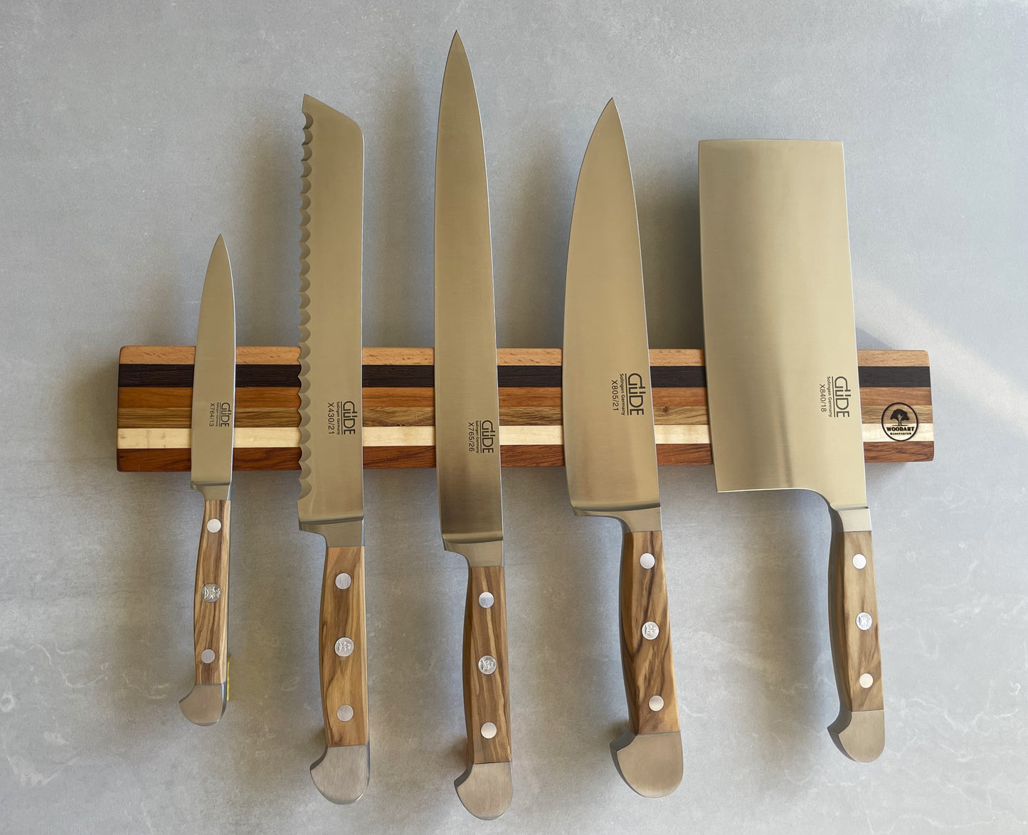 Messerhalter magnetisch in Wenge+Merbau+Eiche+Ahorn+Kirsche+Buche "WideStripes"
