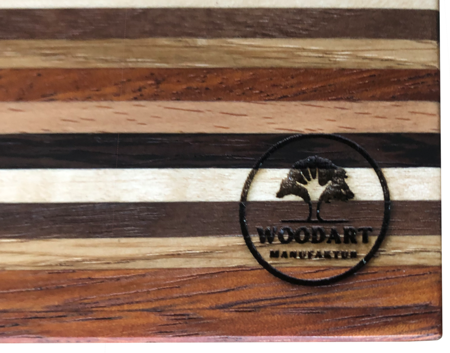 Schneidebrett in Streifen mit 6 Edelhölzern "StripesLines" – edle & leichtes Handling - 40x30x2 cm