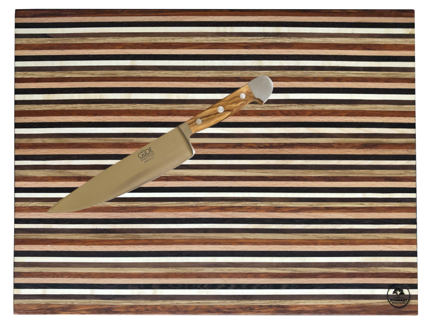 Schneidebrett Längsfaser in Streifen mit Wenge, Merbau, Eiche, Nuss, Ahorn, Buche "StripesLines"