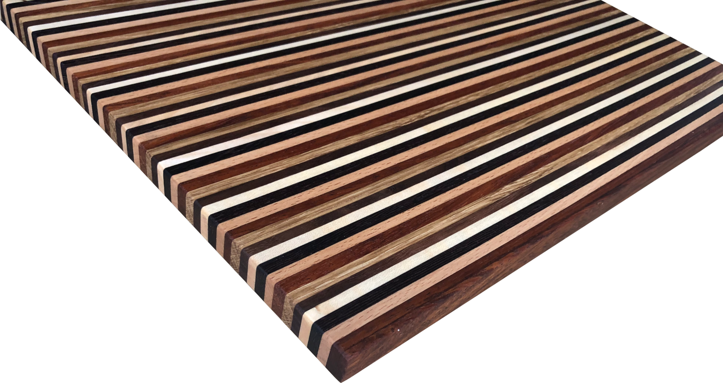 Schneidebrett Längsfaser in Streifen mit Wenge, Merbau, Eiche, Nuss, Ahorn, Buche "StripesLines"