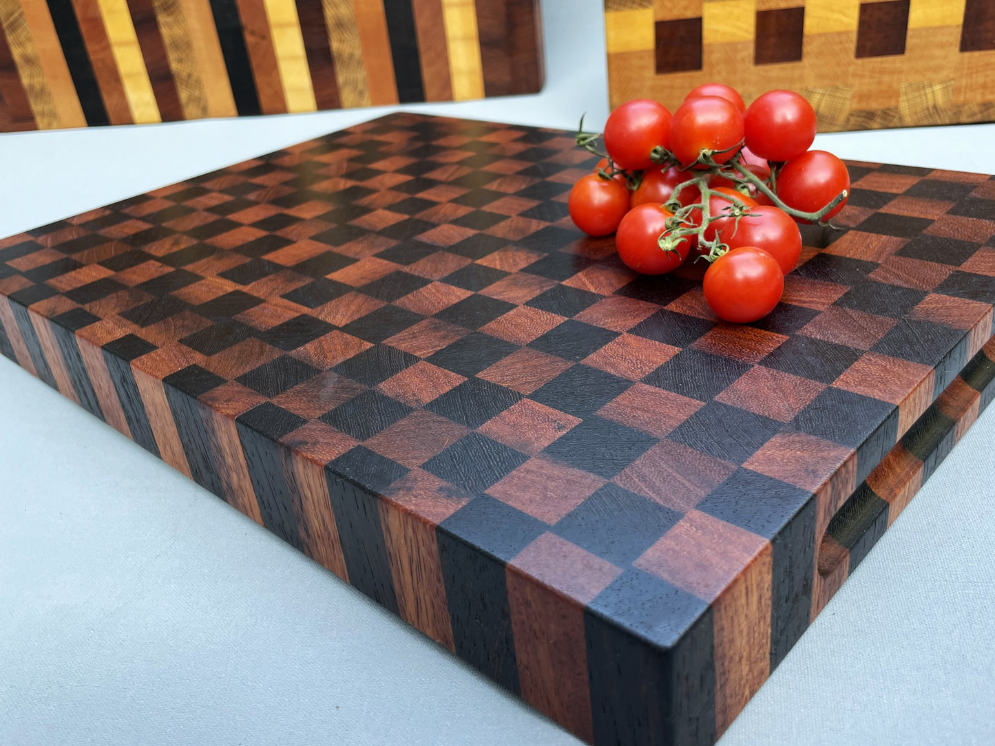 Schneidebrett Stirnholz Schachbrettmuster in Wenge + Merbau