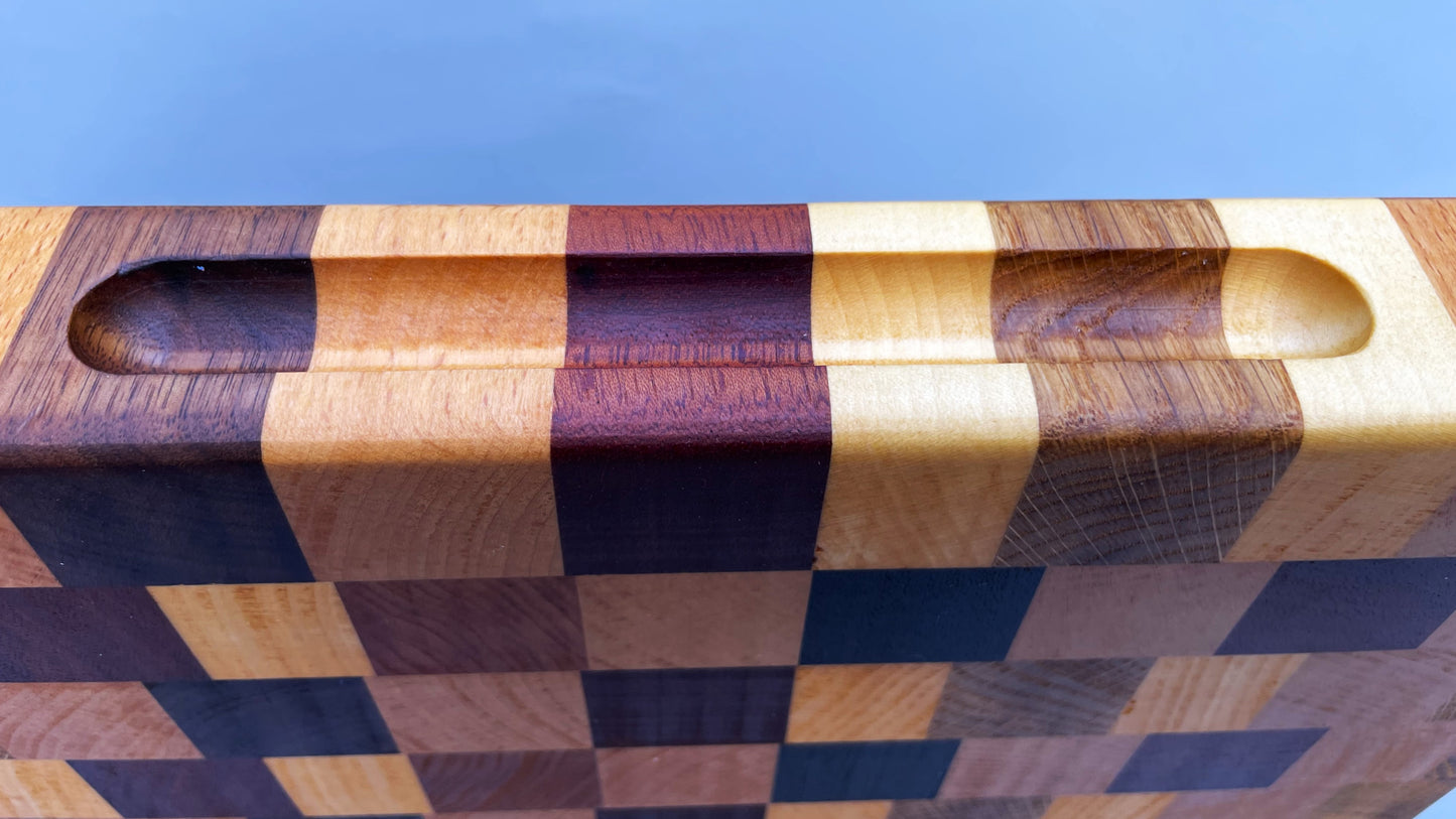 Schneidebrett Stirnholz Schachbrettmuster in 5 Holzarten: Wenge, Merbau, Eiche, Ahorn, Buche
