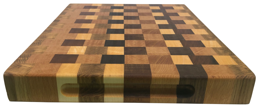 Schneidebrett Stirnholz Schachbrettmuster in 6 Holzarten: Wenge, Merbau, Rosenholz, Eiche, Ahorn, Buche - 40x30x4 cm