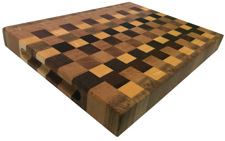 Schneidebrett Stirnholz Schachbrettmuster in 5 Holzarten: Wenge, Merbau, Eiche, Ahorn, Buche