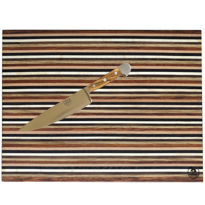 Schneidebrett in Streifen mit 6 Edelhölzern "StripesLines" – edle & leichtes Handling - 40x30x2 cm